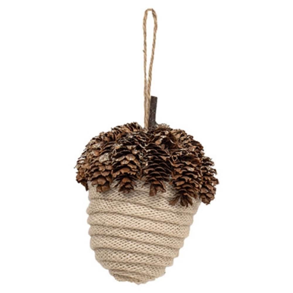 Ivory Acorn Glittered Ornament for Christmas Tree Decor - 5-Inch Height