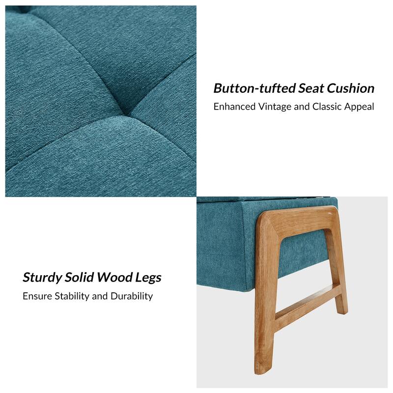 Rita Mid-century Modern Upholstered Storage Bench with Tufted Seat and Solid Wood Leg by HULALA HOME