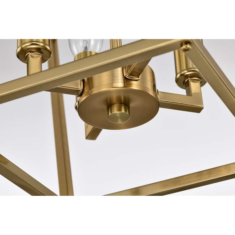 Gold Finish 4-Light 12 in. Modern Lantern Cage Pendant