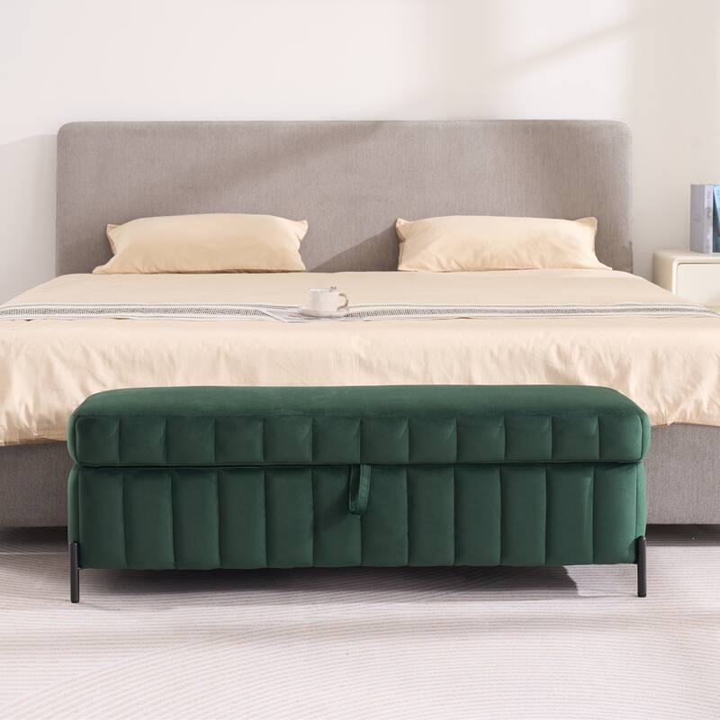 49.2"W Modern Storage Bench,Bedroom Ottoman Bench with Metal Legs