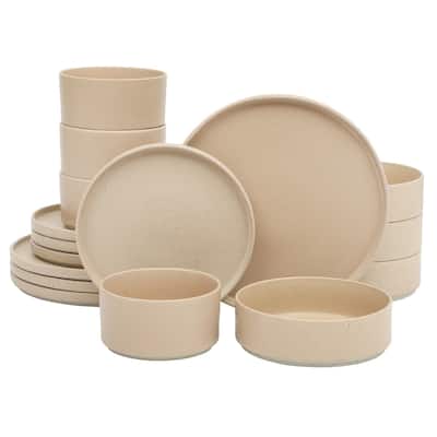 Gibson Elite Tatum Premium Porcelain Matte Reactive Glaze 16 Piece (Service for 4) tackable Dishes Ceramic Dinnerware