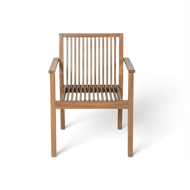 Roomfitters Patio Dining Chairs, Acacia Wood Armchairs with Cushions, Outdoor Seating in Brown