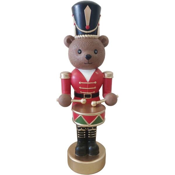 slide 2 of 11, Fraser Hill Farm 48-inch Fiberglass Bear Nutcracker Playing Drum Figurine with Music - Multi