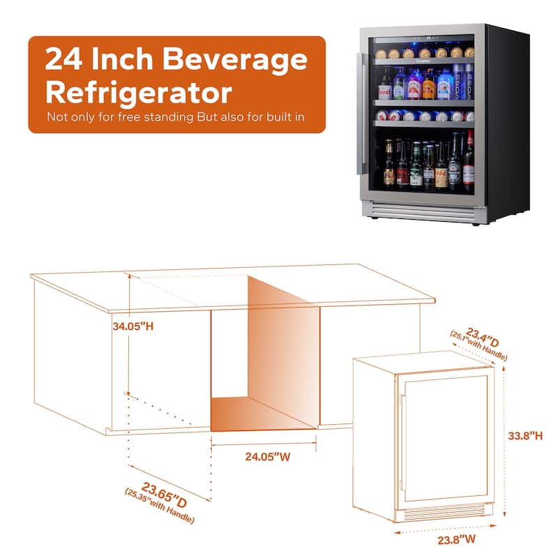 Ca'Lefort 24 inch 140 Can Beverage Cooler Built-in/ Freestanding Frost Free Beverage Center - 24 inch