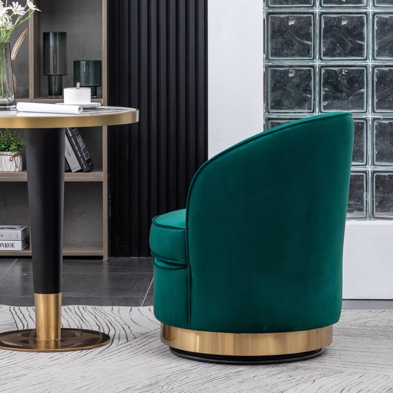 Roundhill Furniture Wania Contemporary Velvet Swivel Chair, Blue
