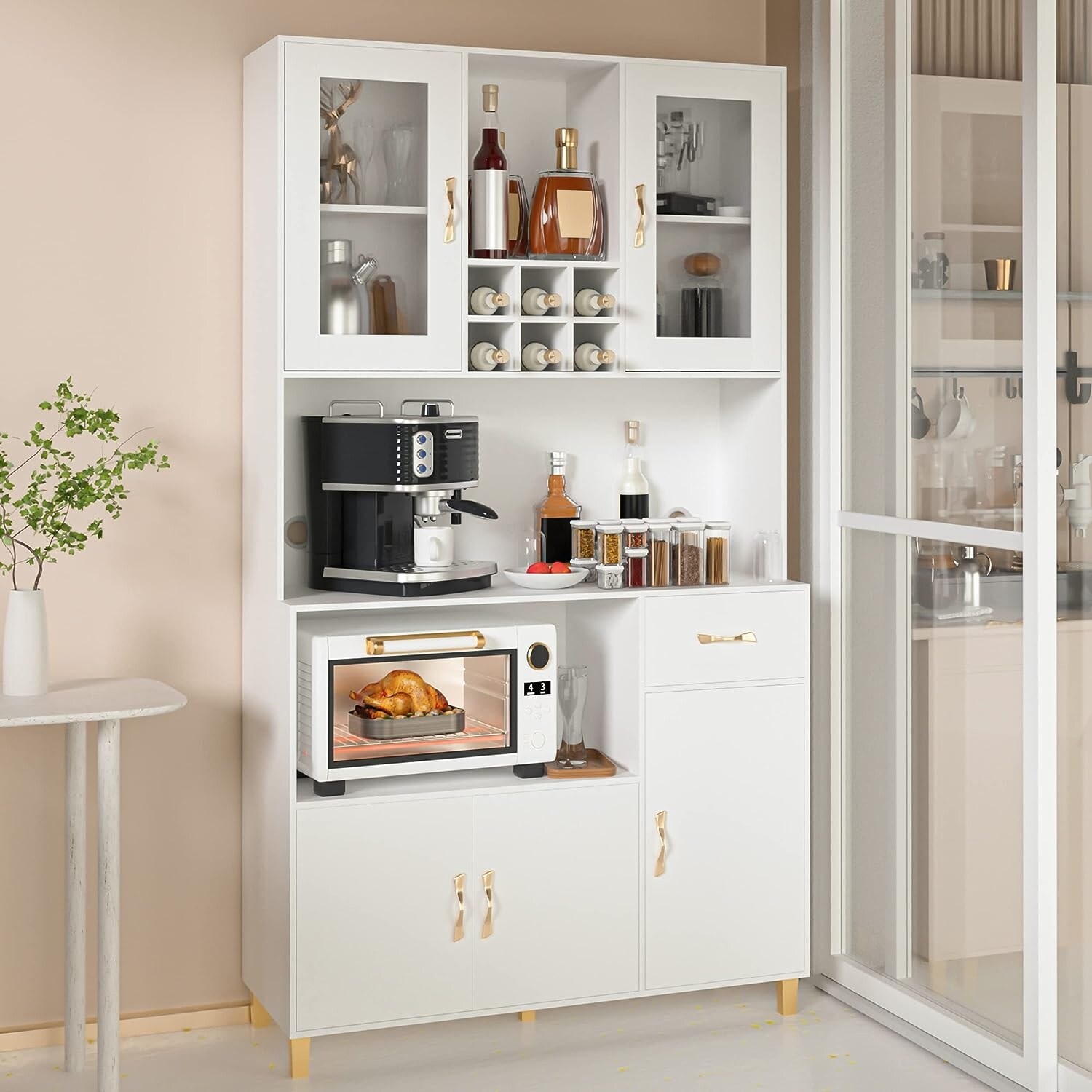 PAKASEPT Kitchen Pantry Storage Cabinet Modern Freestanding Pantry