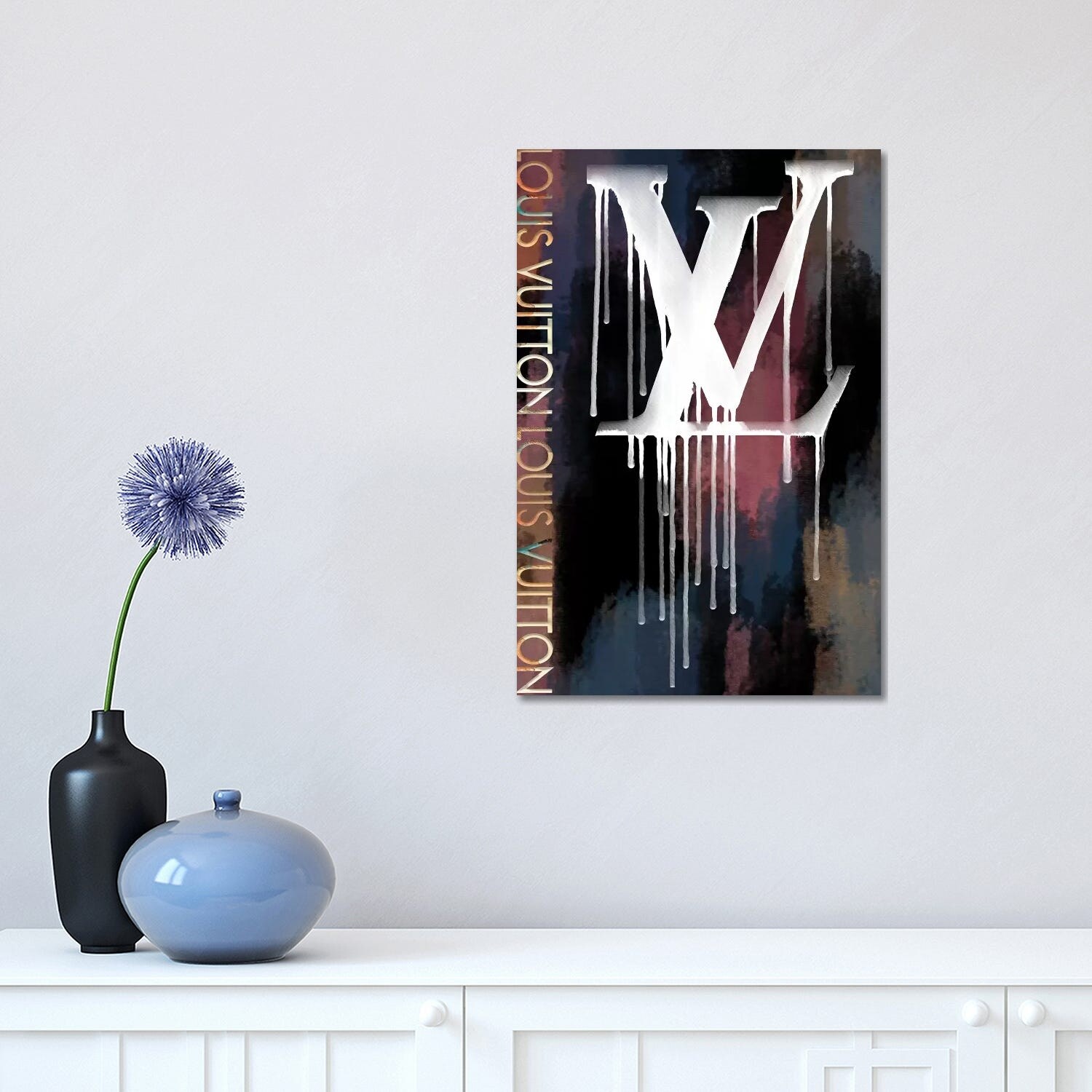 Pomaikai Barron Canvas Art Prints - Grunged and Dripping LV ( Fashion > Fashion Brands > Louis Vuitton art) - 60x40 in