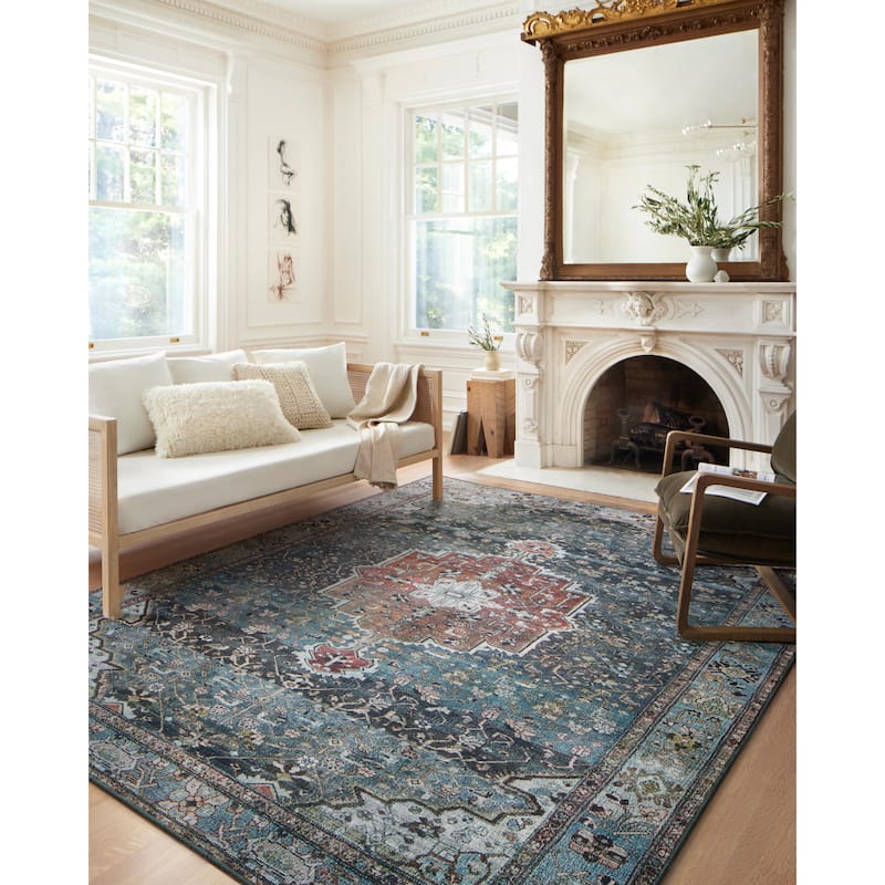 Alexander Home Sara Distressed Boho Medallion Ultra Plush Area Rug - 3' 6" x 5' 6" - Runner/Rectangle