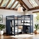 preview thumbnail 1 of 24, Wood Loft Bed with Cabinet and Bookshelf, Full Size Loft with Wardrobe and Desk for Kids