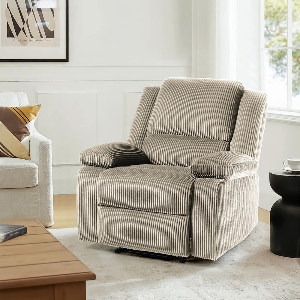 Corduroy Manual Recliner Glider Club Chair with Footrest