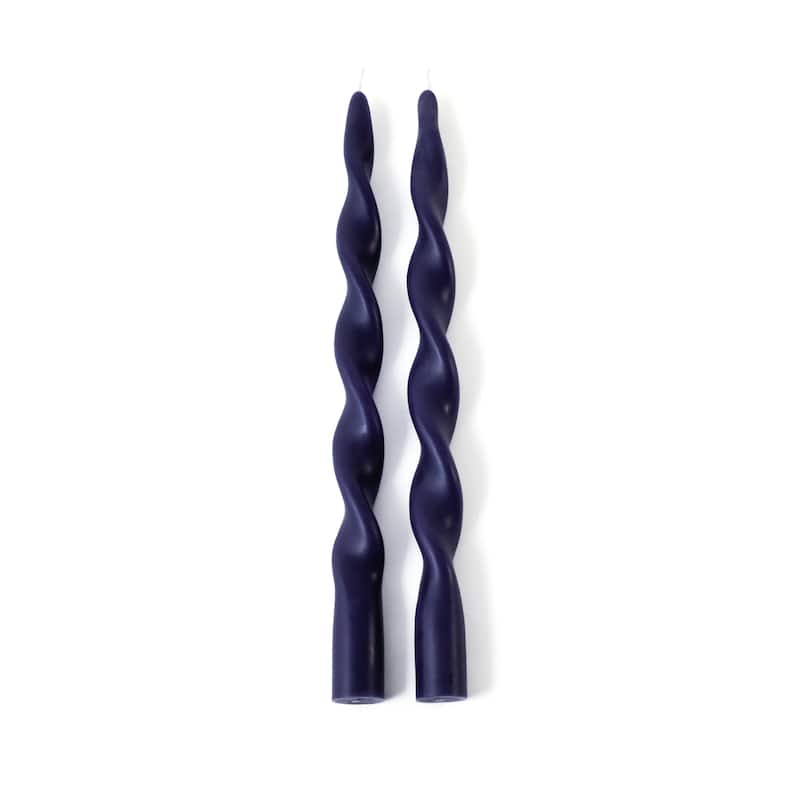 Lumière Twist Formal Taper Candles, Set of 12 - Holiday Table Décor - Twilight Indigo - 12"