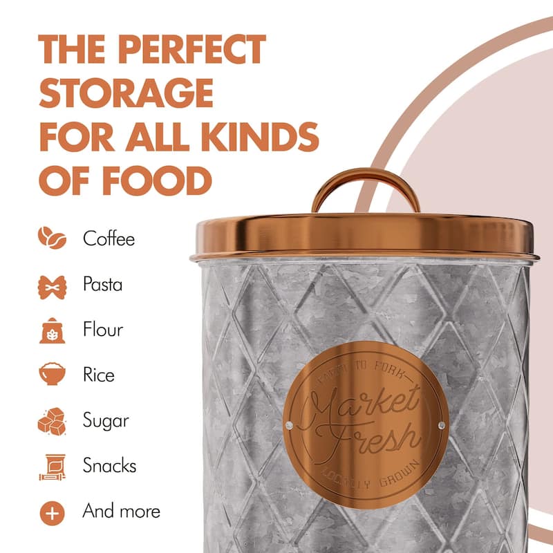 Amici Bristol Metal Canister Galvanized and Copper
