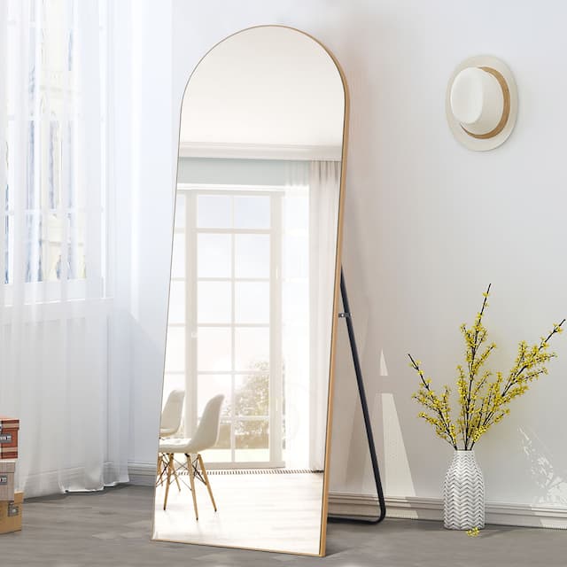 Arched Top Full-length Freestanding/ Leaning/ Hanging Wall Mirror - Gold-59×20