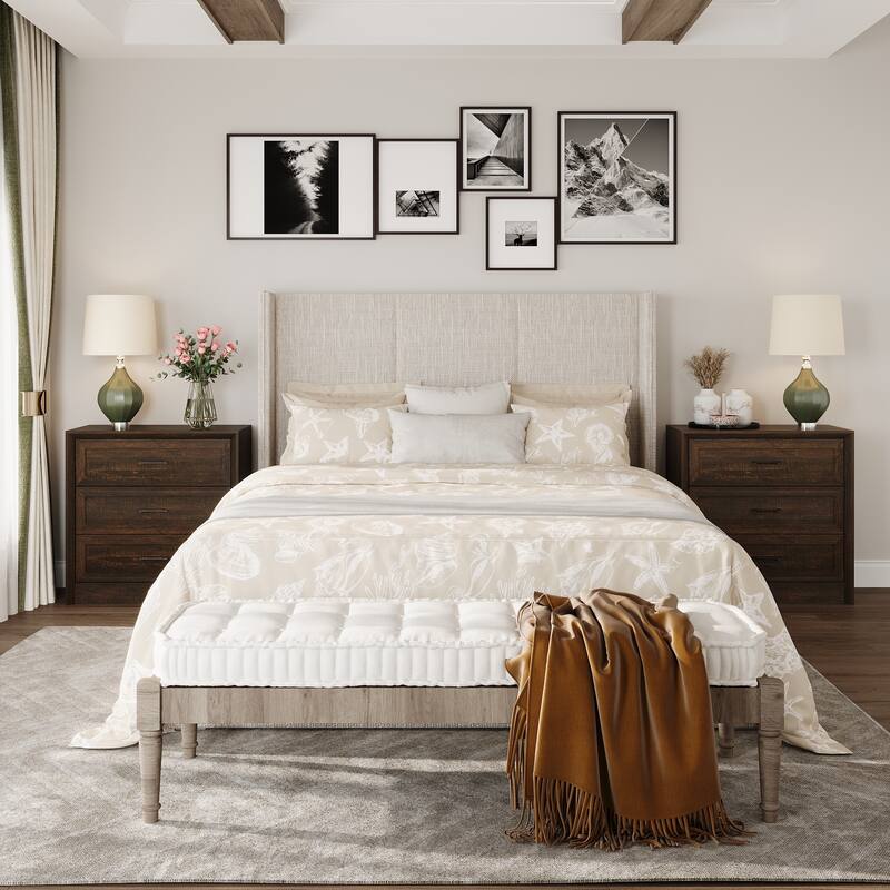 Modern 3-Drawer Wood Dresser for Bedroom, Wide Storage Chest with Metal Handles, Nightstand Cabinet