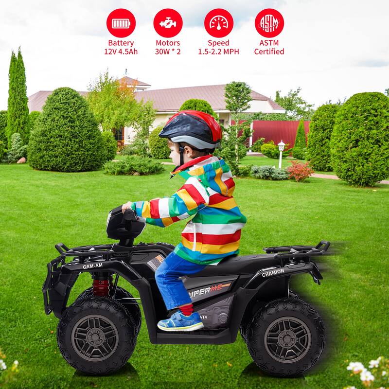 12V Kids Ride on ATV with LED Light, Music, USB,1.5-2.2mph