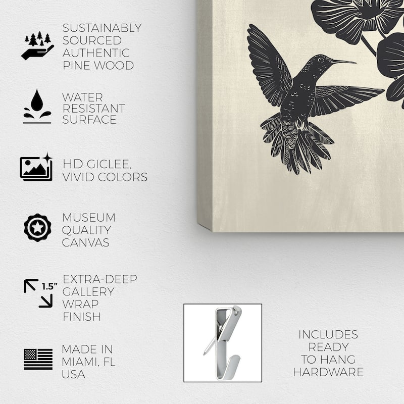 Wynwood Studio Canvas Floral and Botanical Nectar s Harvest Black and Pastel Black Modern & Contemporary Wall Art Canvas Print