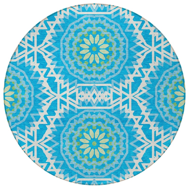 HomeRoots Floral Medallion Transitional Rectangle Outdoor Rug