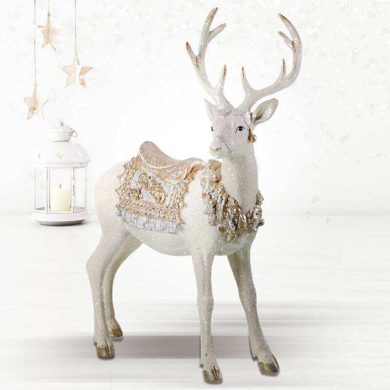 16" Resin Standing Deer W/Glit Saddle & Blanket