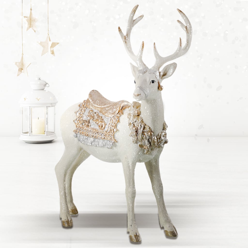 16" Resin Standing Deer W/Glit Saddle & Blanket