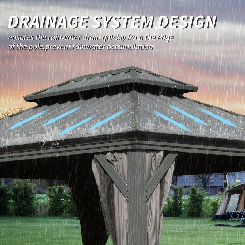 Domi Hardtop Gazebo with Galvanized Steel Double Roof and Aluminum Frame