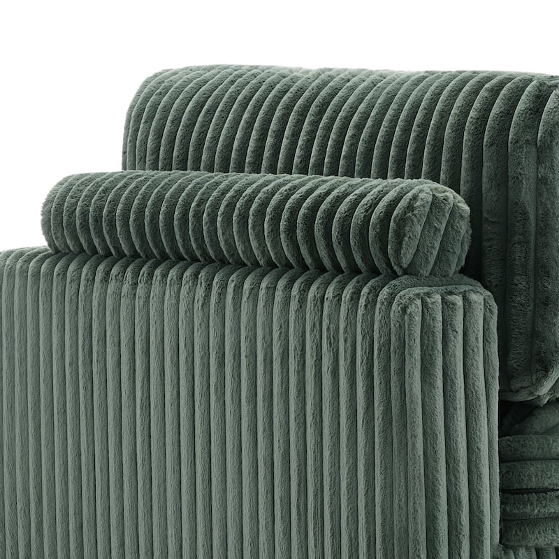 41" W Plush Corduroy Chaise Lounge with Pillows