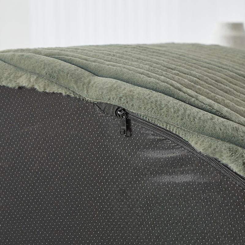 Corduroy Upholstered Single Sofa, Oversized Fluffy Round Sofa, Single Sleeper Reading Chair with Armrest & Pillow