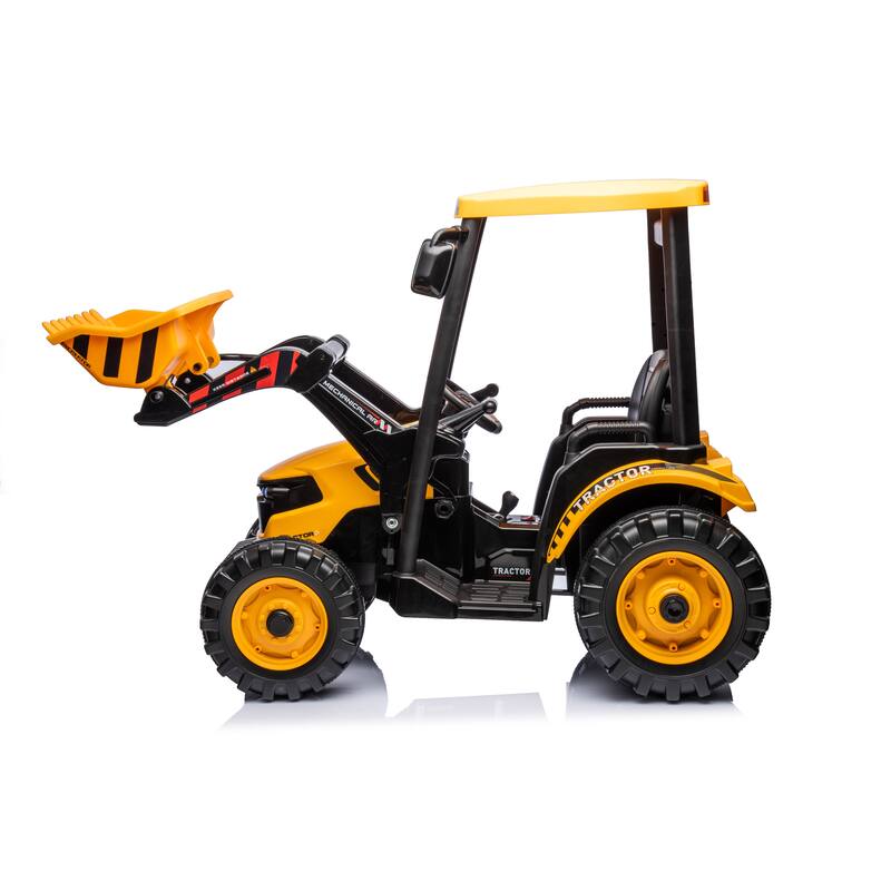 24V Kids Ride-On Tractor with Trailer, Battery-Powered Excavator Toy, Front Loader, and Bright Headlights for Toddlers