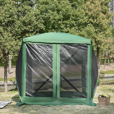 Outsunny 7'x7' Pop Up Camping Canopy Tent with Ventilating Mesh Screen, Portable Carry Bag for Outdoor Party