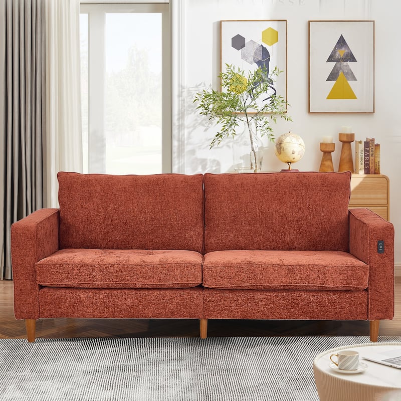 82.7" Sofas for Living Room, Comfy Love Seat Couches, Corduroy Loveseat Sofa,, Easy Assembly with USB - Caramel
