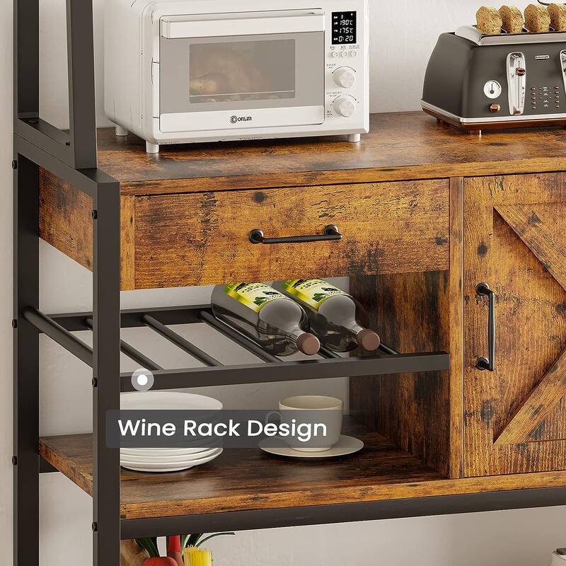 Baker's Rack Coffee Bar Cabinet Farmhouse Microwave Stand