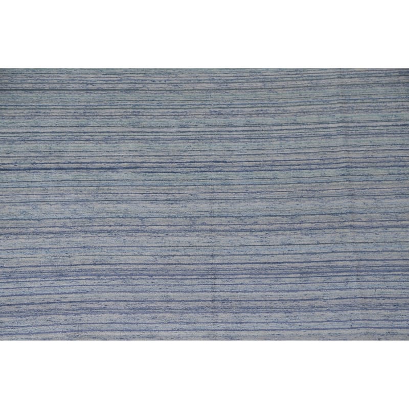 Striped Gabbeh Oriental Area Rug Handmade Blue Wool Carpet - 7'10"x 9'7"