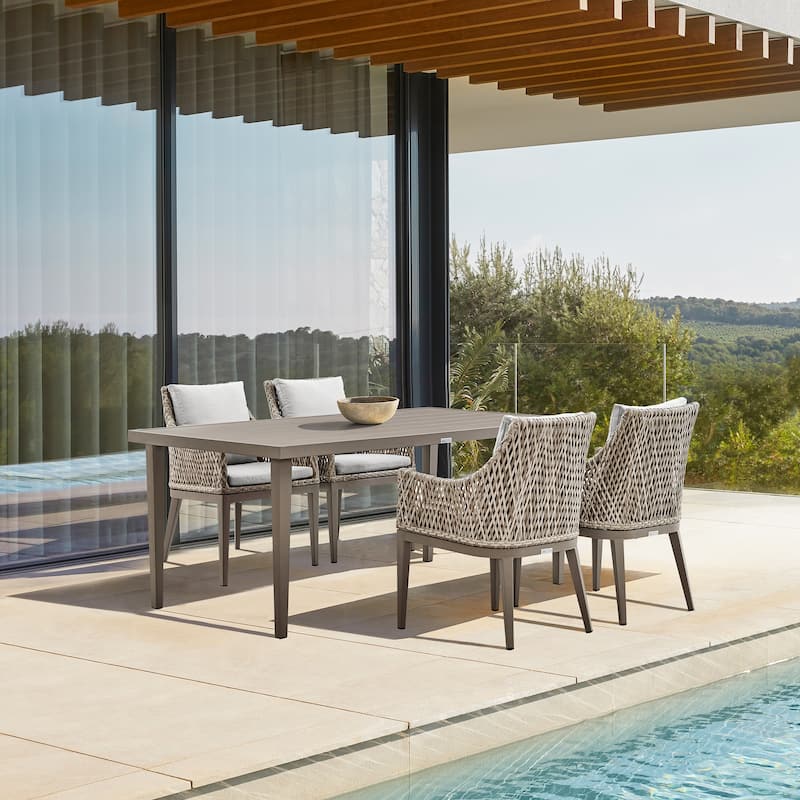 Silvana 5 Piece Gray Aluminum Outdoor Dining Set with Gray Fabric - Grey