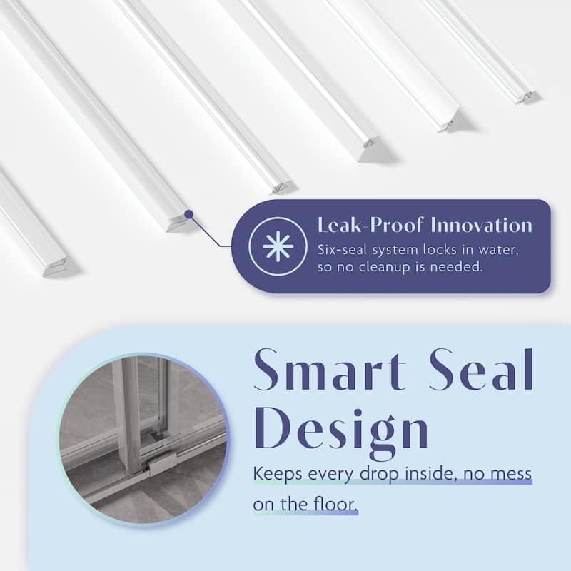 SP Series 44" - 48" W x 77" H Contemporary Frameless Double Sliding Shower Door with 3/8" Clear Tempered Glass
