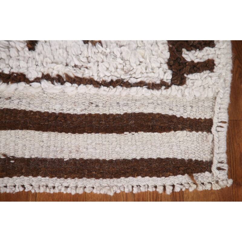 Geometric Anatolian Turkish Runner Rug Handmade Hallway Wool Carpet - 3'4"x 11'3"