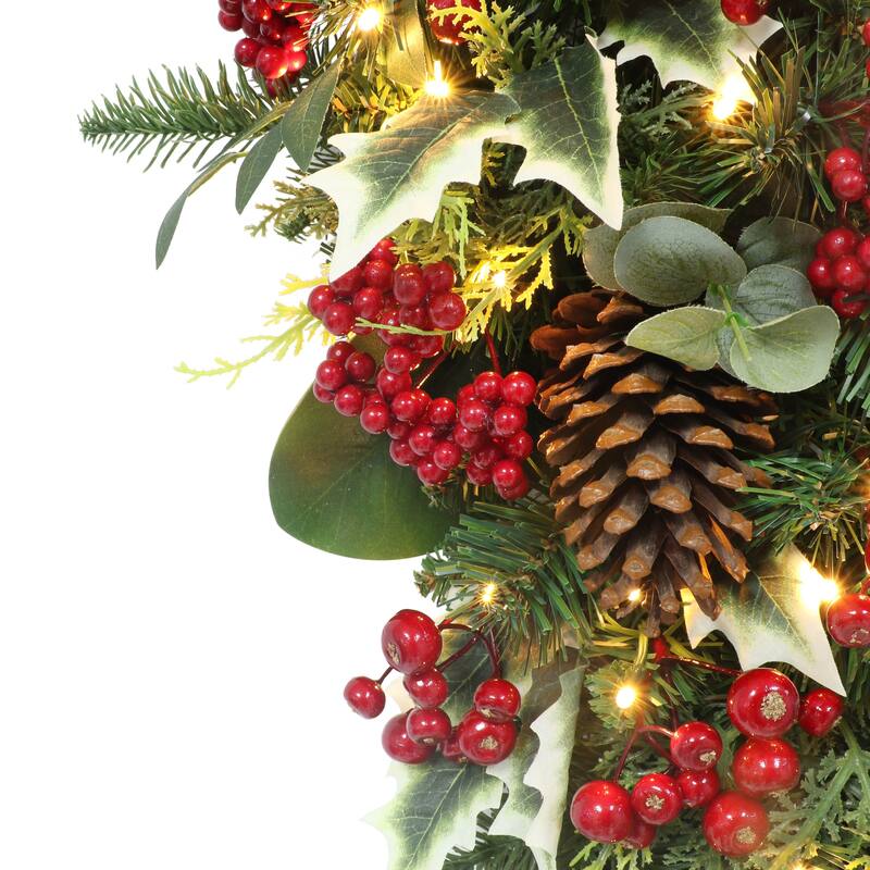 Puleo International 28" Battery-Operated Pre-Lit Decorated Artificial Swag