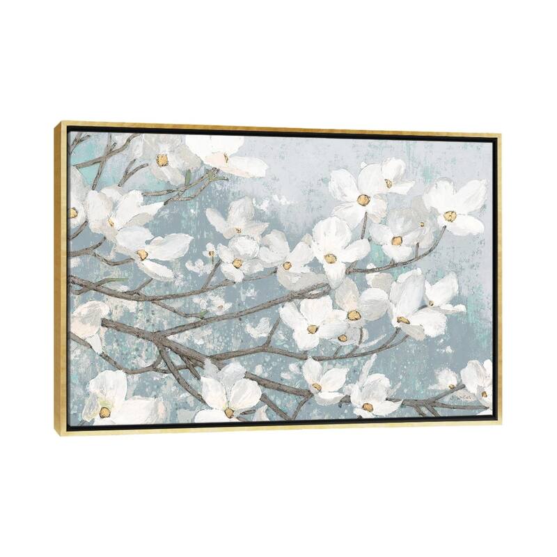iCanvas "Dogwood Blossoms II In Blue Gray Crop" by James Wiens Framed Canvas Print - Gold - 18x26