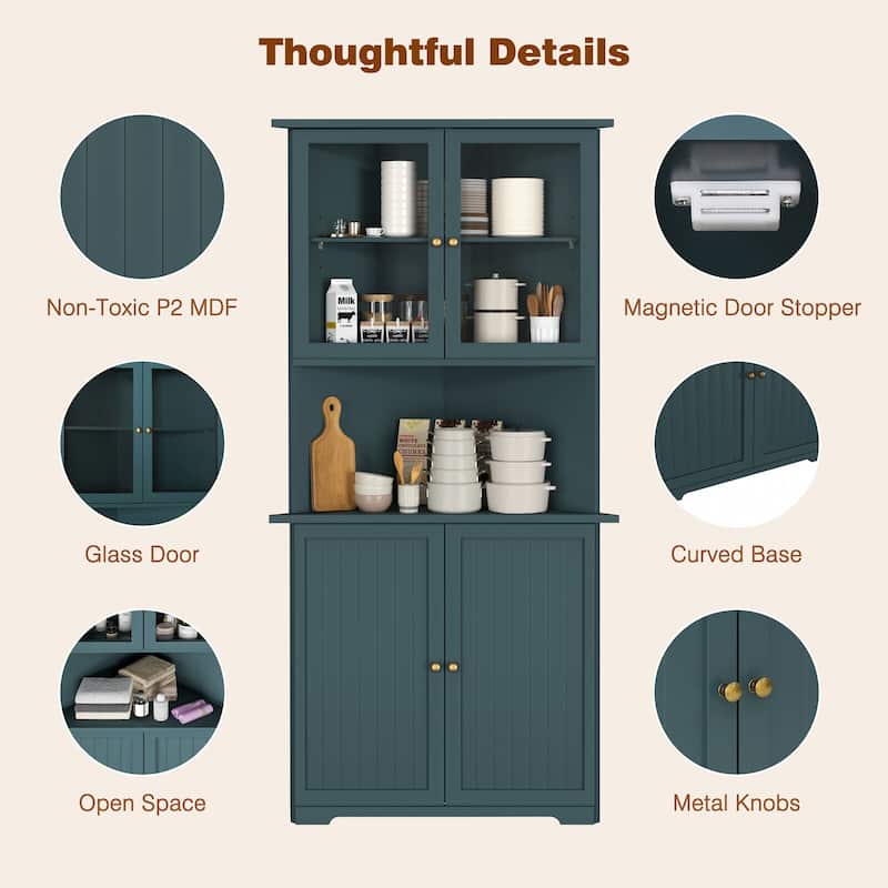 VEIKOUS 71 "Tall Corner Cabinet Storage with Doors and Adjustable Shelves