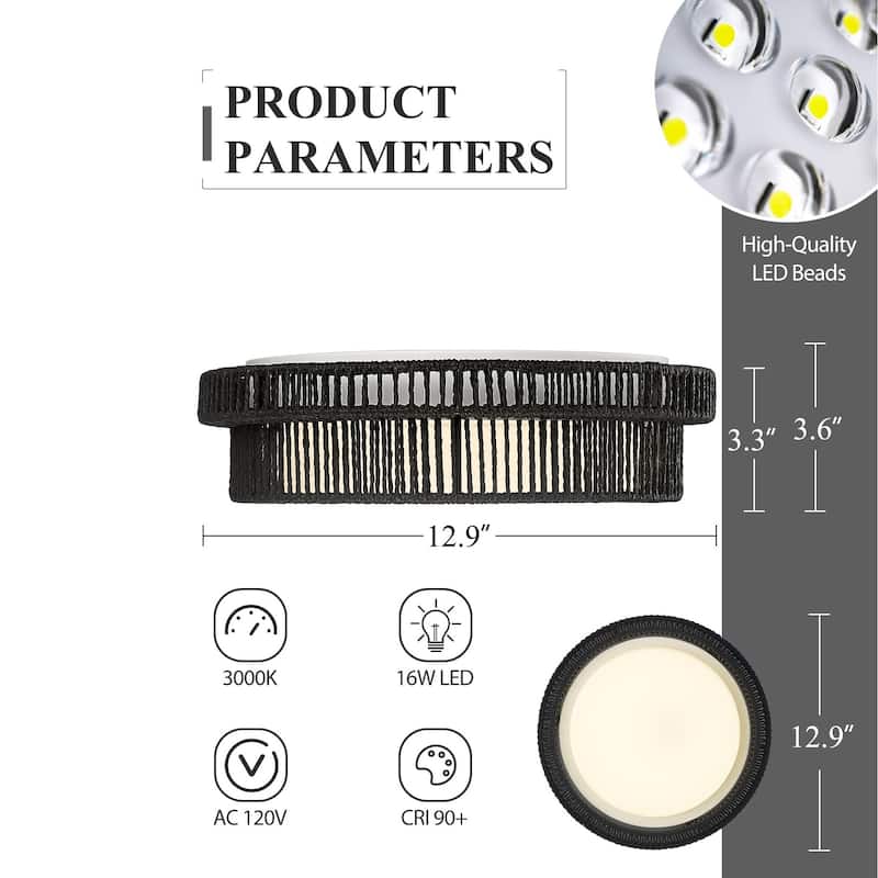 13'' 16W LED Woven Flush Mount Ceiling Light