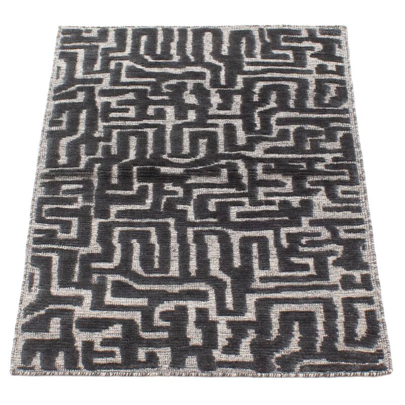 ECARPETGALLERY Hand-knotted Tangier Grey Wool Rug - 2'11 x 4'10