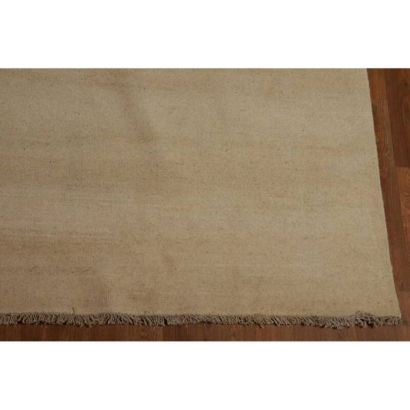 Hand Knotted Oriental 100% Wool Carpet Modern Solid Beige & Ivories Gabbeh Area Rug - 11' 11'' X 8' 8''
