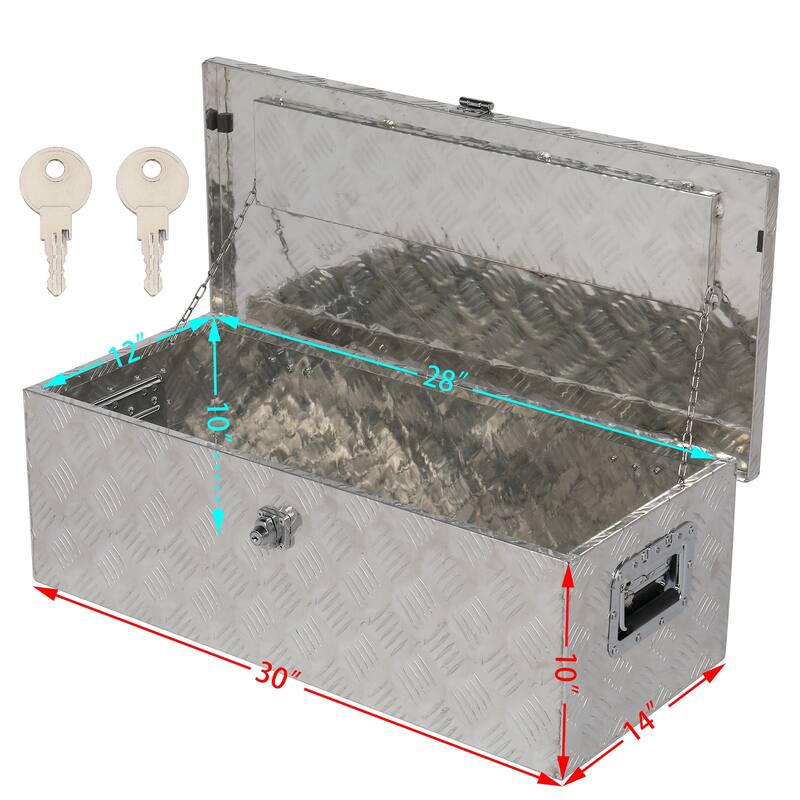 30" Elegant 5-Strips Pattern Aluminum Tool Box Silver