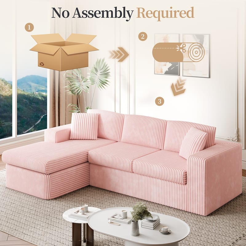 Futzca No-Assembly Modular Sofa, Corduroy Couch with High-Density Foam