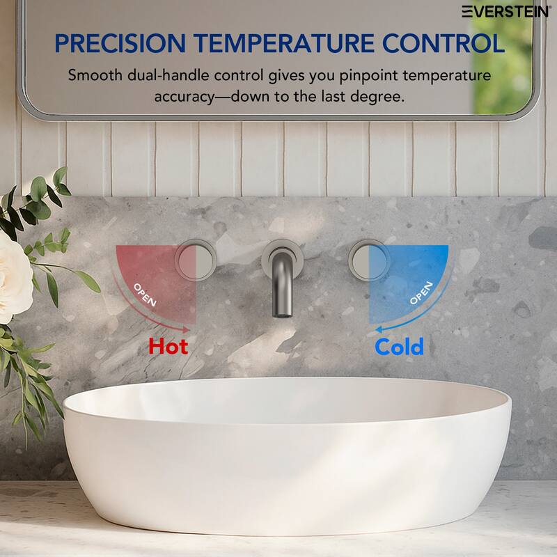 Wall Mount Stainless Steel Bathroom Sink Faucet 3 Hole 2 Handles Bathroom Faucet