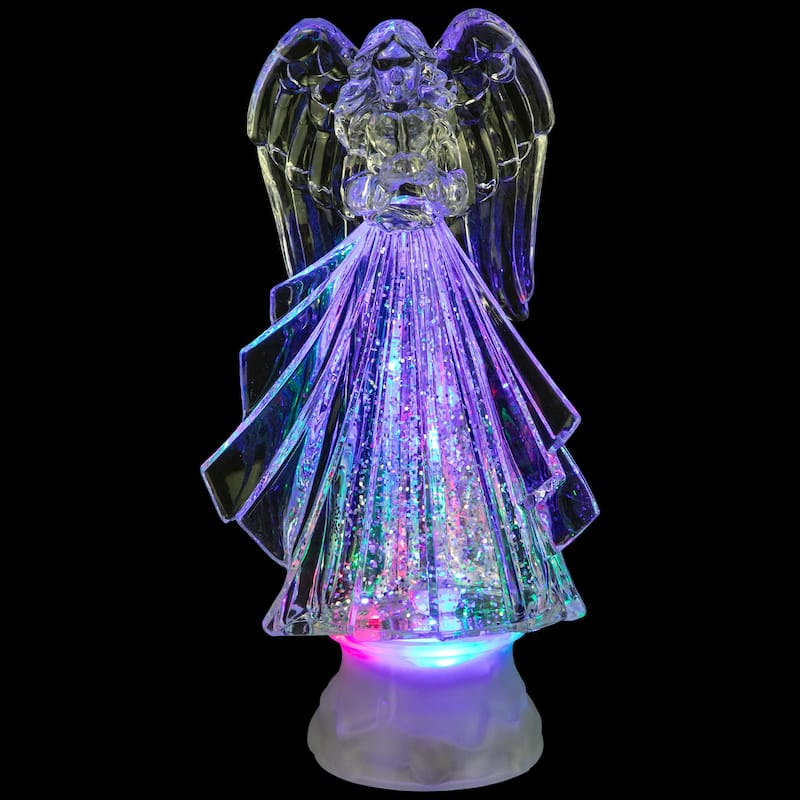 LED Lighted Acrylic Angel Christmas Snow Globe - 8.75"