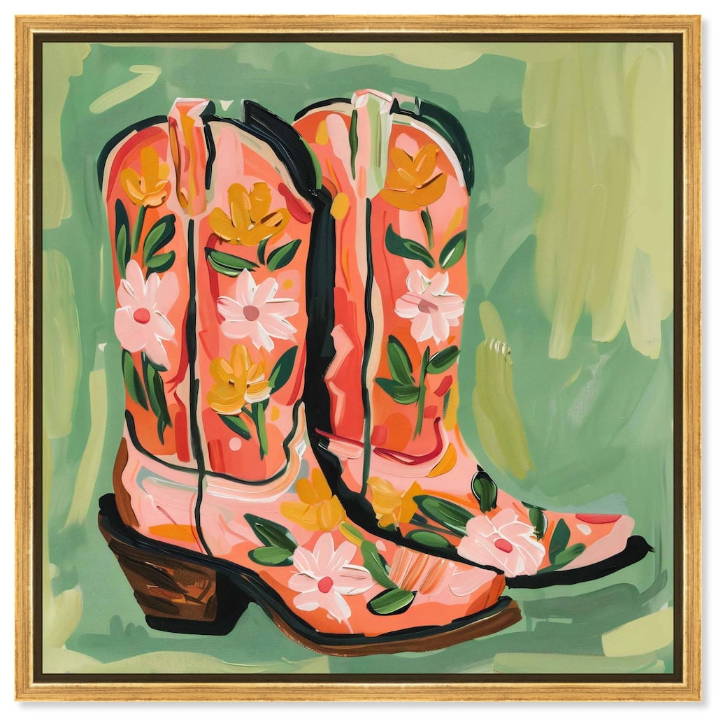 Wildflower Cowboy Boots Canvas by Art Remedy