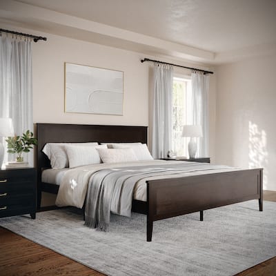 Martha Stewart Wooden Platform Bed with Headboard and Footboard