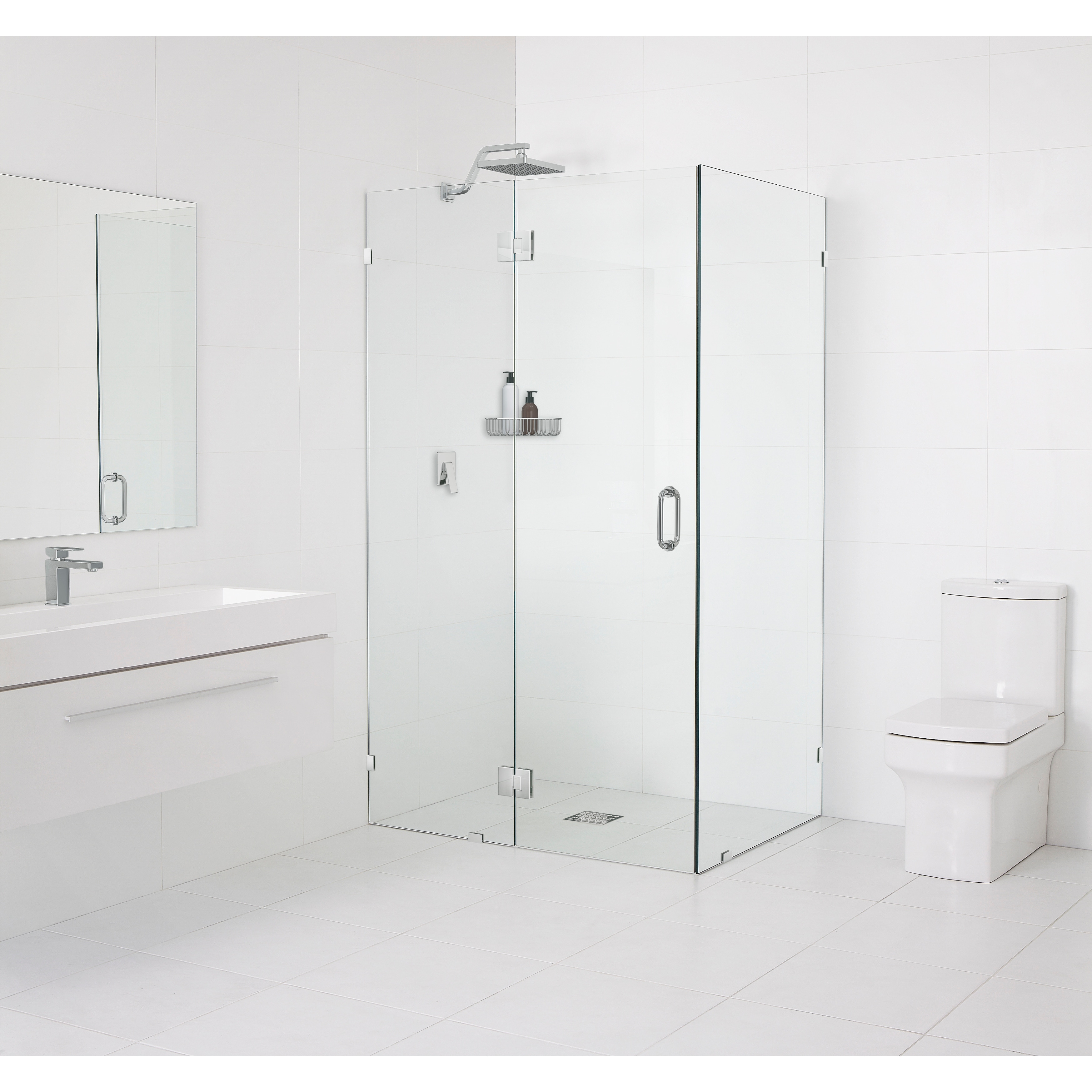 Glass Warehouse 78" x 41" x 42" Frameless 90 Degree Shower Enclosure - Glass Hinge