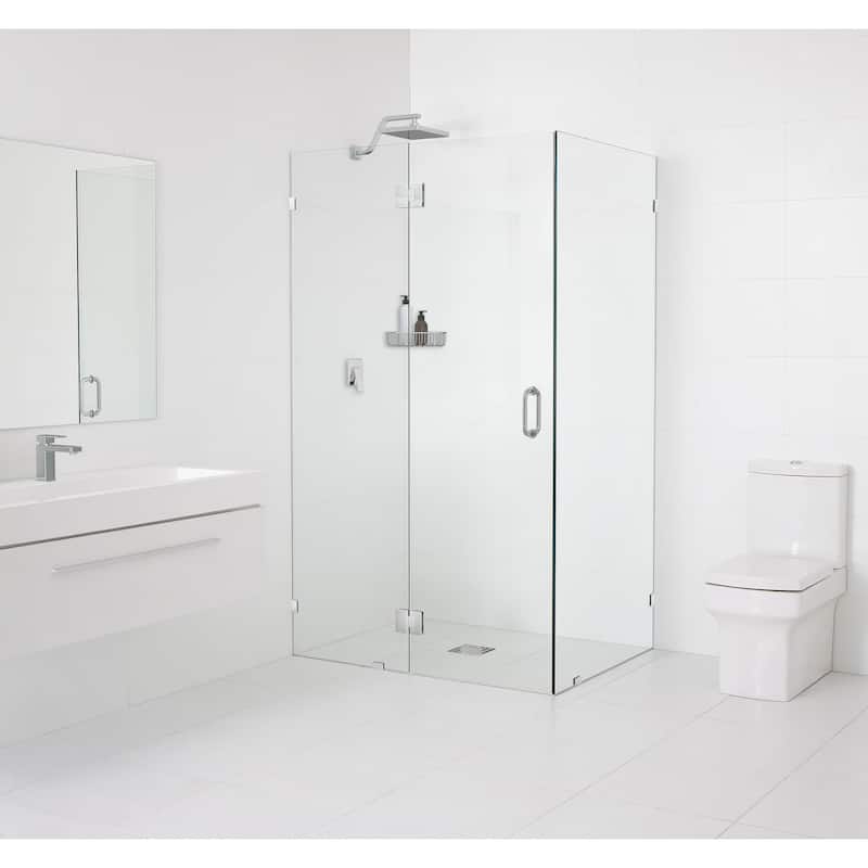 Glass Warehouse 78" x 59" x 32" Frameless 90 Degree Shower Enclosure - Glass Hinge - Polished Chrome