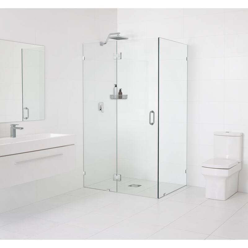 Glass Warehouse 78" x 59" x 37" Frameless 90 Degree Shower Enclosure - Glass Hinge - Polished Chrome