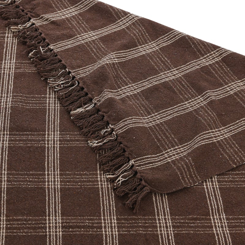 Recycled Cotton Blend Throw Blanket with Fringe